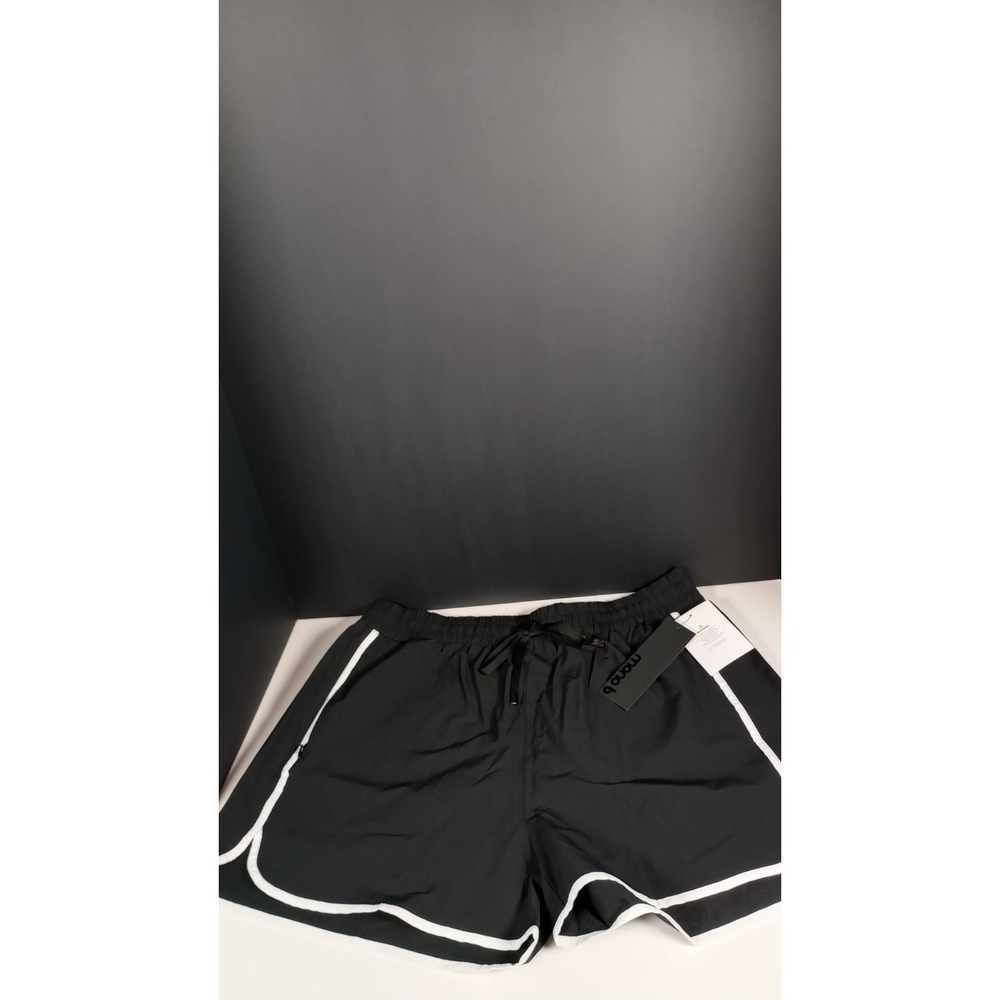 Mona B Black Athletic Shorts Women XL AP-B1100P Zip Pocket Running Gym Workout